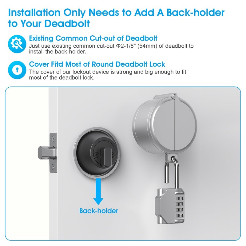 AST Round Deadbolt Lockout Device with 4-Digit Combination Padlock, No