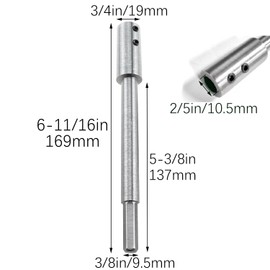 RLECS 169mm Silver Carbon Steel Drill Bit Tool Extension Pole Hexagonal Shank Drill Coupler 3/8inch Rig with Wrench for Vase and Wood Drilling