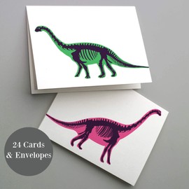 Dinosaur Greeting Cards Boxed Set - 24 Blank Thank You or Just Because Cards w/Envelopes - 8 Illustrated Realistic Designs on High-Quality Card Stock - Playful Novelty Stationery by RitzyRose