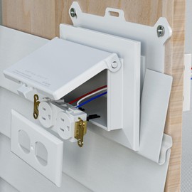 2 Pcs Recessed Outlet Box, DBHS1W-1 Low Profile Electrical Boxes, Wall Plate Kit for New Vinyl Siding, Duplex & Decorator Covers, 1-Gang, Horizontal, White