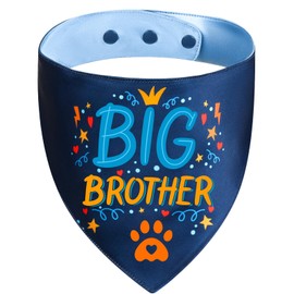 Big Brother Bandana para perro con botón a presión, bufanda de satén azul sedoso, accesorios de anuncio de bebé para perros, accesorio fotográfico de revelación de género, regalo elegante para