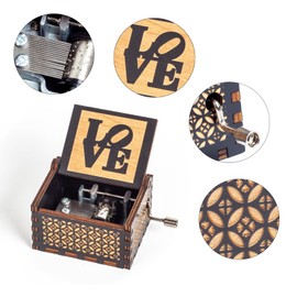 You are My Sunshine Wood Music Box, Antique Wooden Engraved Musical Boxes Case for Love, Gifts for Lover, Boyfriend, Girlfriend, Husband, Wife on Birthday/Christmas/Valentine's Day (Black-Love)