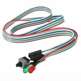 AYMBH ATX PC Power Switch Cable – 65cm Desktop Case On/Off Reset Power Button Cable with Red Green LED Indicator Front Bezel Wire for Motherboard, Easy Install Power and HDD Status Cable for Universal