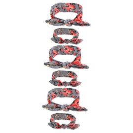 SAFIGLE 3pcs Flower Bow Set for Girls Bohemia Headwrap Mom Headband Boys and Girls Hair Accessories Elegant Grey