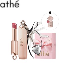 ATHE Athentic Lip Glowy Balm & Glow Tip with Heart Keyring Gift Package Set 3items, Lip Glowy Balm#$%Glow Tip#$%Add on:01 Baby-#Fig Core-Heart Keyring