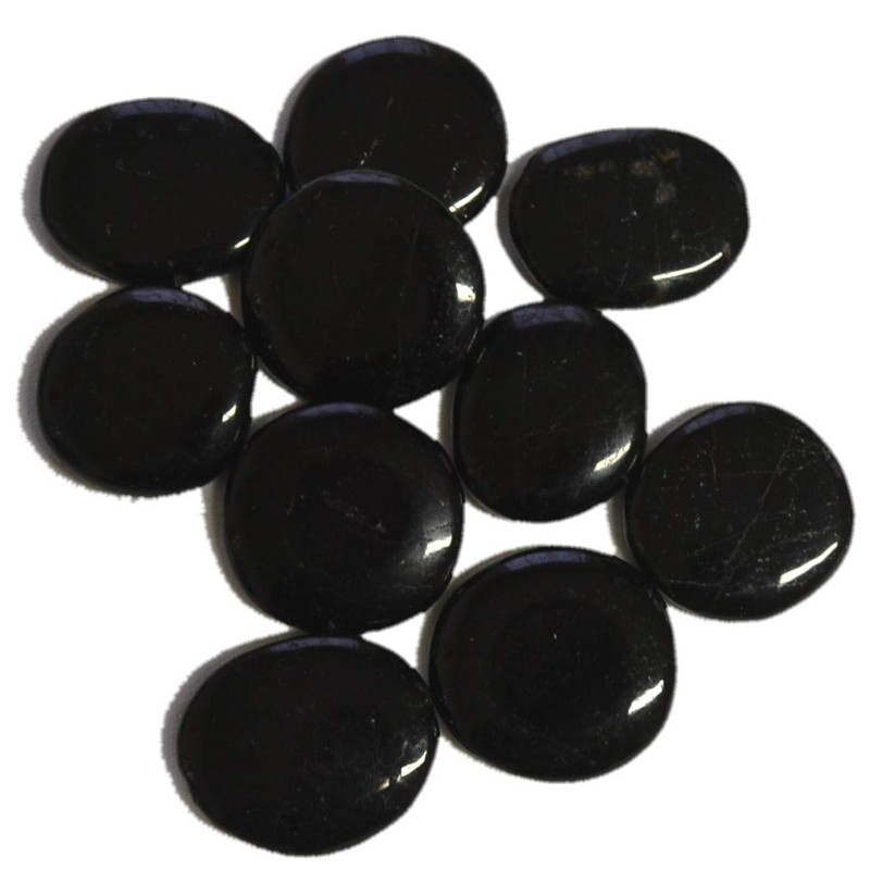 Tourmaline Black Tumbled Stone Flat Large | Schorl Disc Stone/Pocket