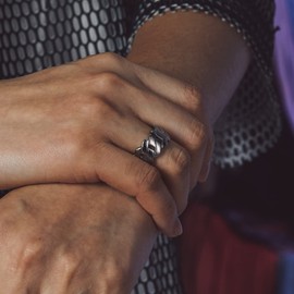 Bandmax 11MM Wide Cuban Rings for Men Women Stainless Steel Curb Link Chain Ring Fashion Chic Rings Retro Style Biker Rings Gift for Him Size 13