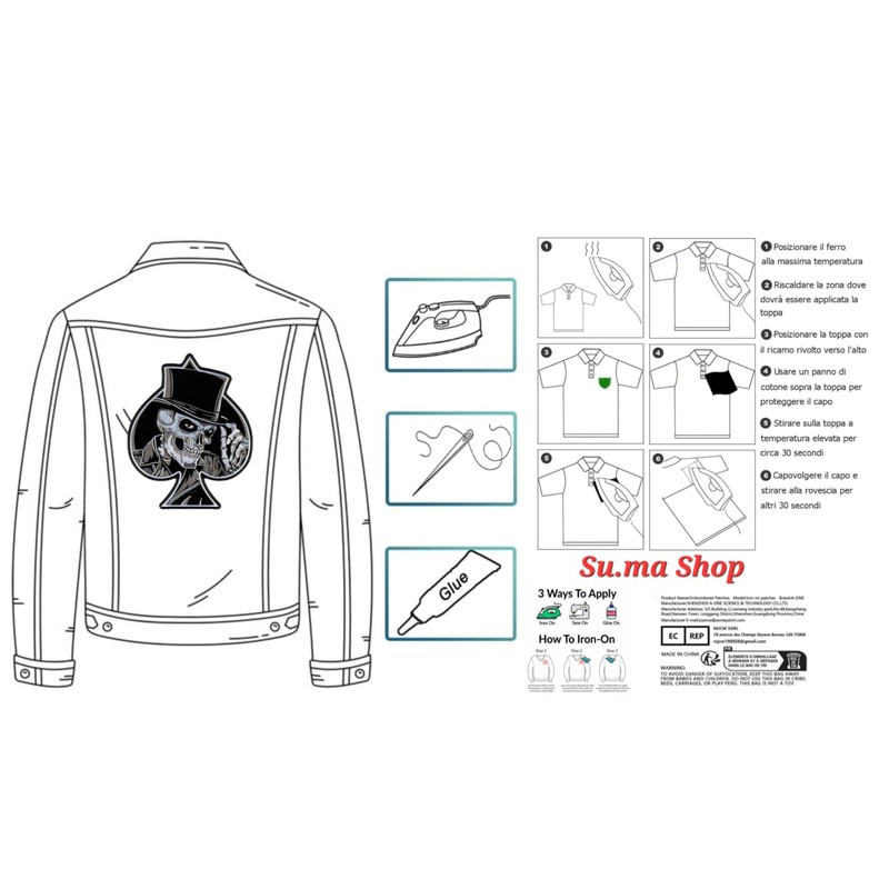 Big Patch Biker Skull Motorcycle Embroidered Iron on Patch Badge