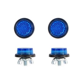 Set of 4 - Mini Blue Motorcycle License Plate Reflector Bolts with Wing Nuts