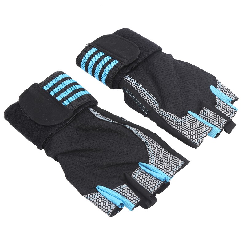 Half Finger Adjustable Cycling ShockAbsorbing Gloves AntiSlip Bicycle Gloves Blue(Blue