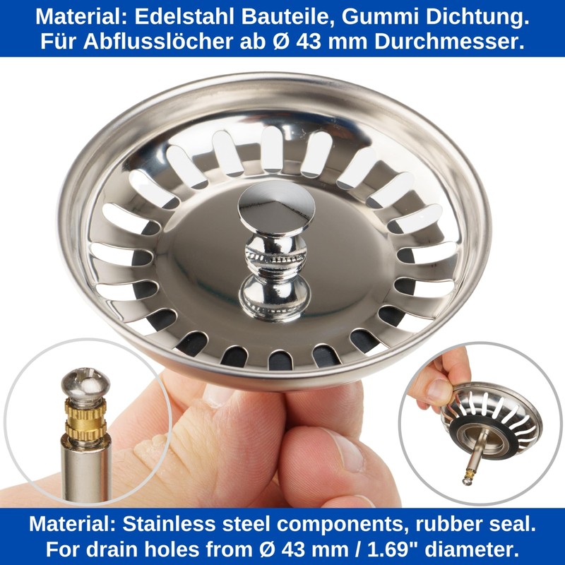 Strainer Basket for Sink, Diameter 79 mm / 80 mm