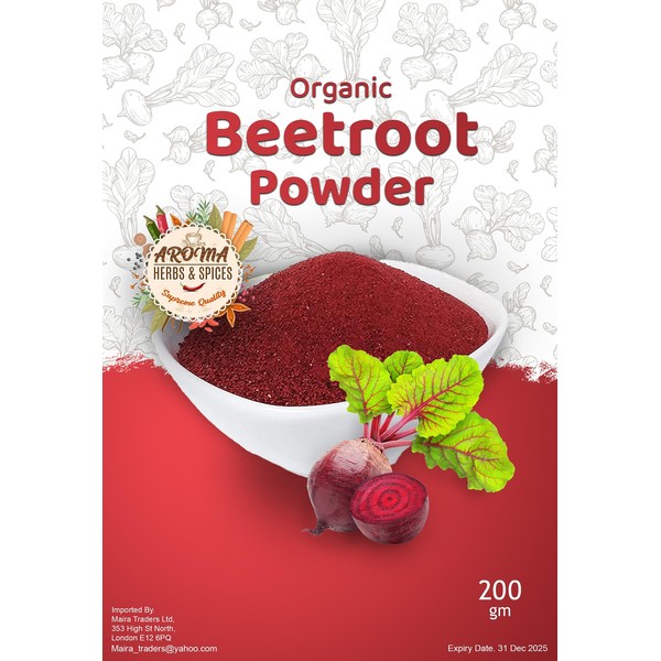 Organic Beetroot Powder (200g), Non Additives & Preservatives | Circulation and Stamina Increasing | Non GMO | Vegan | Powder from Real Beetroot | 100% Natural | Organic Cultivation