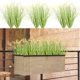 JIAAUAN 6PCS 24" Tall Artificial Plants for Home Decor Onion Grass Faux Plants with Flowers for Vase Porch Outdoor Box Garden Decorative Wedding (Yellow)