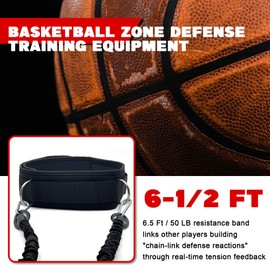 Basketball Defense Training Equipment - Pro Zone Defense Training Kit with Widened Belt & Storage Bag | Defense on a String System for Team Drills, Speed & Agility Training, Black
