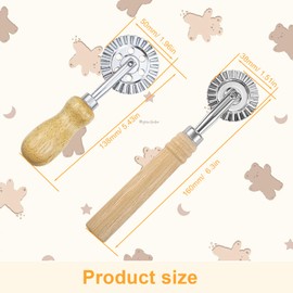 TIANLIN Pastry Wheel, 2 Pieces Oak Wavy Pastry Wheel, 16 and 14 cm Ravioli Roller, Wavy Pasta Cutter Wheel with Wooden Handle, 5 and 3.9 cm Disc, for Kitchens, Pastry Shops