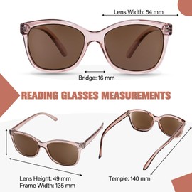 YUKANG Reading Sunglasses Womens, Full Lens Sun Readers Outdoor Reading Sunglasses for Women Men UV400/Anti Glare Filter LBrown 2.5