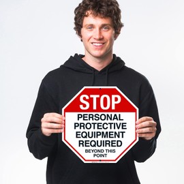 Personal Protective Equipment Required Sign, 12x12 Inches, 55 mil Thick HDPE (high Density polyethylene), Made in USA
