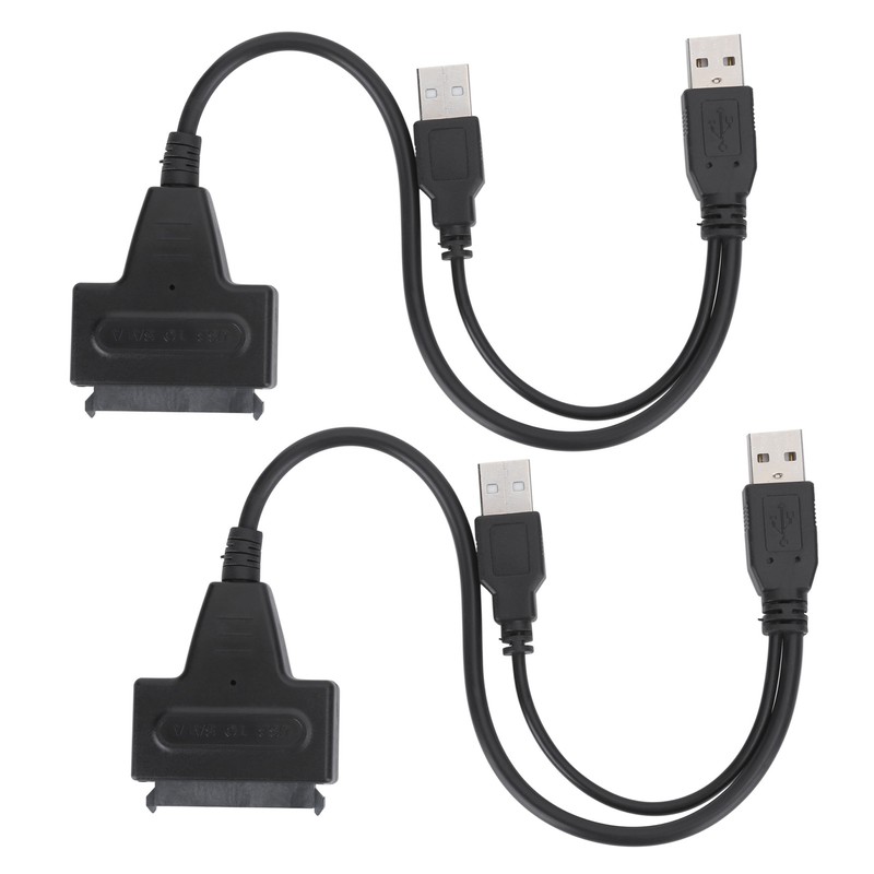 2Pcs Convert Cable USB 2.0 SATA 7 15Pin Adapter for