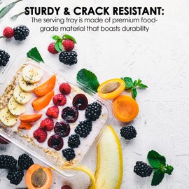 HomeyGear [Clear- 6 Pack] Plastic Rectangle Serving Tray Appetizer Platter Clear 9X13 Inch Food Party Dish Disposable Pack Of 6