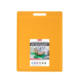 Dexas NSF Certified Polysafe Cutting Board with Handle, 11 x 14.5 Inches, Reversible Kitchen Cutting Board, Yellow