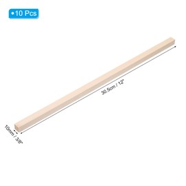 PATIKIL 10 Pcs 10mm Dowel Rod Wood Sticks 12" Length Square Wood Dowel Unfinished Hardwood Sticks for Craft DIY Supplies