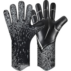 QUICARD Feliexez Soccer Goalkeeper Gloves, Ultimate Grip Football Goalie Gloves with Size 6/7/8/9/10, Strong Receiver, American Football for Men, Boys, Youth, Adult, Kids and Small Hands (Black, 8)