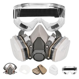 Yaludm Respirator Mask with Filters - Half Face Paint Respirator Mask with Glasses for Painting, Organic Vapor, Welding, Woodworking, Chemical and Professional Breathing Protection Reusable