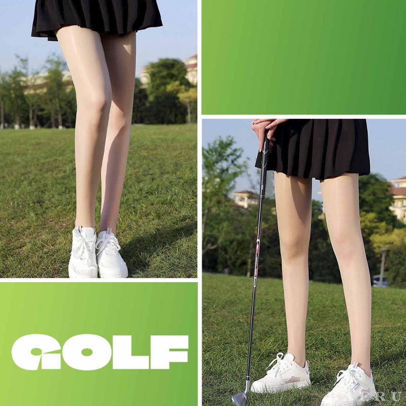 BAERU Golf Stockings, 2 Pairs Set, UV Protection, Women's, Beige,