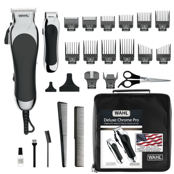 Wahl Clipper USA Deluxe Corded Chrome Pro, Complete Hair and