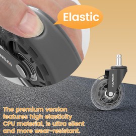 3 Inch Office Desk Chair Wheels Replacement, Computer Gaming Casters for Carpet, Stem 7/16-7/8 Set of 5 for Furniture Hardwood Hard Floors Chair Castors Tile Smooth Safe Quiet Rolling 660 LB, (-Black)