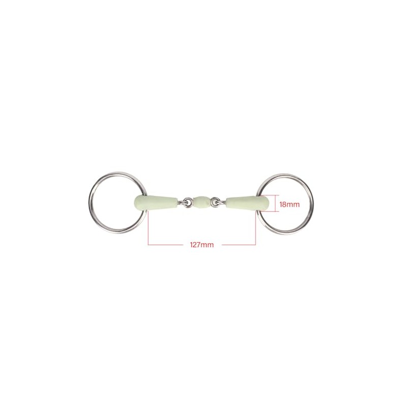 Fabater Ring Snaffle, Stainless Steel Rubber Roller Mouth Snaffle, Apple