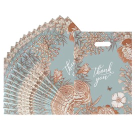 OFIHANLY 50Pcs Thank You Plastic Shopping Bags for Small Business,Reusable Retail Bags for Clothes Bags with Handles Bulk