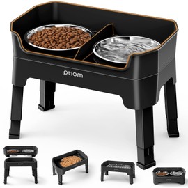 KPWACD 3-in-1 Elevated Dog Bowls Mess Proof Raised Slow Feeder Dog Bowls, 4 Height Adjustable Stand Licking Plate with 2 56oz Stainless Steel Doggy Food Dish for Small Medium Large Pets