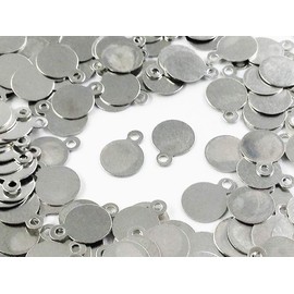 Finier Metal Parts Plate, Round, 6mm, Silver, 200 Pieces, with Ring, Charm Parts (AP0505)