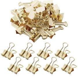 FSSTUD 100 Pcs 15mm Small Binder Clips Mini Paper Clamps Metal Document File Clamps Micro School Home Paper Clips Tiny Paperwork Clips for Office Business Supplies Golden