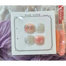 Big toenail pediart blush flower ribbon handmade nail tips - I agree to the required reading (exchange, refund, shipping) / 엄지발톱 패디아트 발그레 꽃 리본 수제네일팁 - 필독사항(교환환불,발송)동의합니다