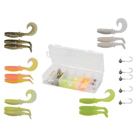 Savage Gear Canibal Box Kit L - 15 Gummiköder + 5 Jighaken zum Spinnfischen auf Hecht & Zander, Gummifische zum Hechtangeln