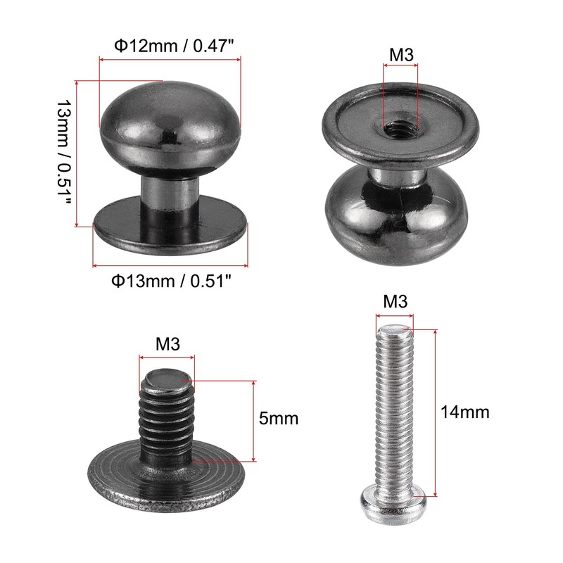 sourcing map 12mm Head Dia. Round Knobs Pull Handle, 24pcs