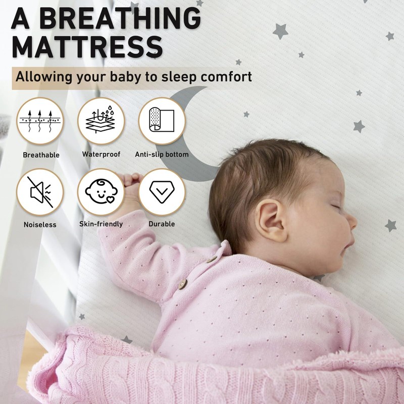 Casusv 38"x24" Mini Crib Mattress with Washable Breathable Soft Waterproof
