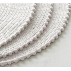 KKTECH Round Braided Placemats Set Of 4 For Dining Table, Waterproof and Washable Circle Table Mats - Non-Slip Heat-Resistant Vinyl Place Mats - 15 Inches Diameter (WHITE)