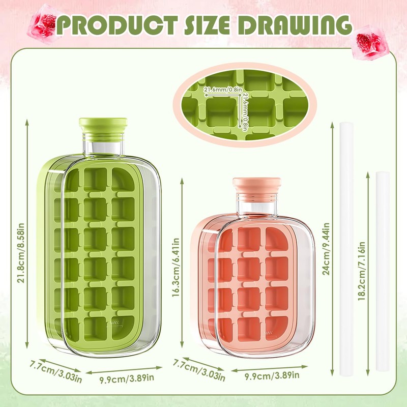 AKONE Pack of 2 Ice Cube Bottles, 800 ml Ice