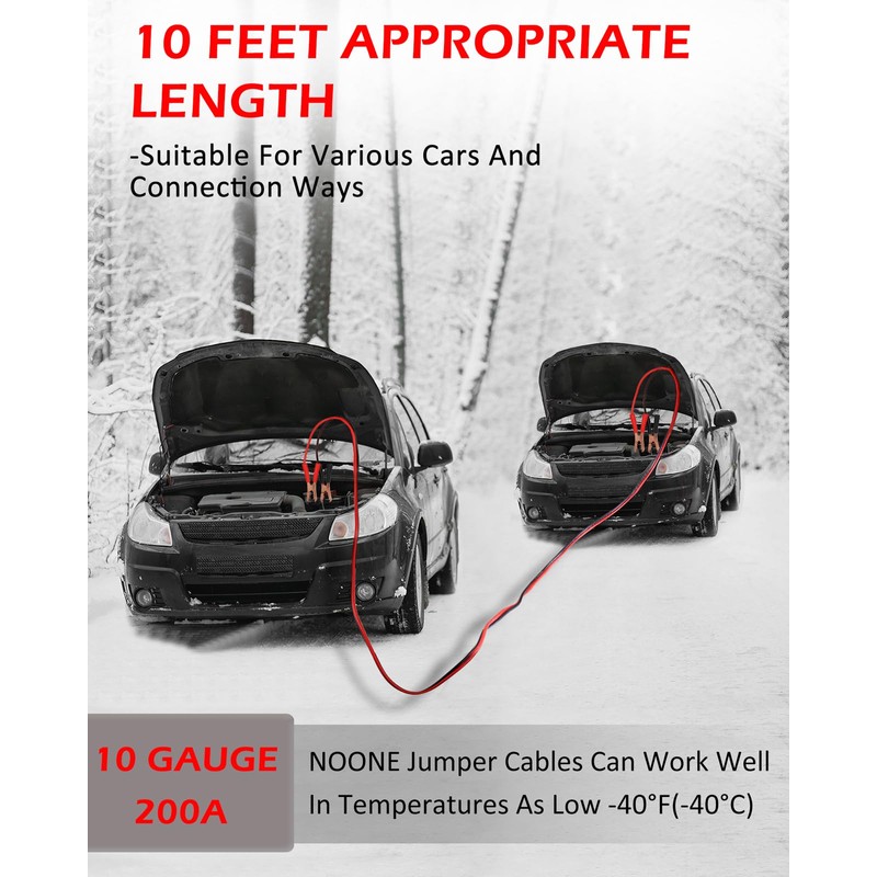 NOONE Jumper Cables for Car Battery, Heavy Duty Automotive Booster