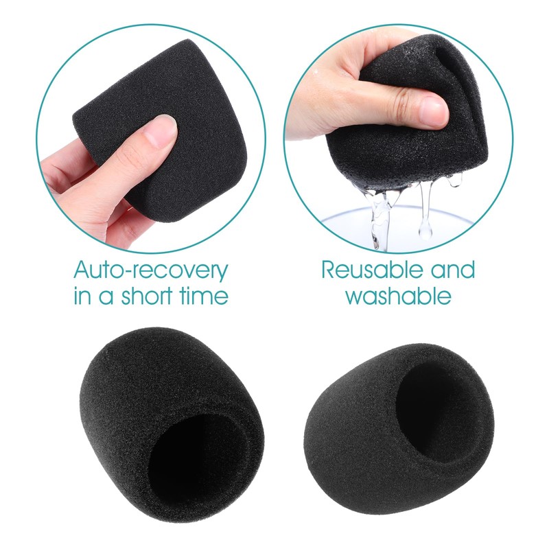 Microphone Cover, 2PCS Foam Mic Covers Black Microphone Windscreen Pop