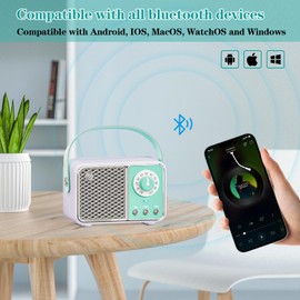 LUKADER Retro Bluetooth Speaker, Vintage Decor, Wireless Portable Mini Bluetooth Speaker, Small Cute Stylish Vintage Speakers for Kitchen Desk Bedroom Home Office Party Outdoor Gift Green