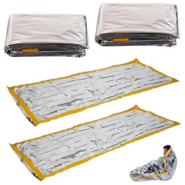 4er Set Emergency Sleeping Bag Insulation Film - Survival Equipment, Emergency Blankets, Survival Kits Accessories for Camping, Extreme Weather Shelters