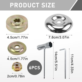 Pack of 6 Lawn Mower Replacement Parts, Lawn Mower Blade Adapter Kit, Universal Metal Brush Cutter Accessories, Gear Strimmer Parts with Collar Nut and Blade Adapter, Suitable for Brush Cutter