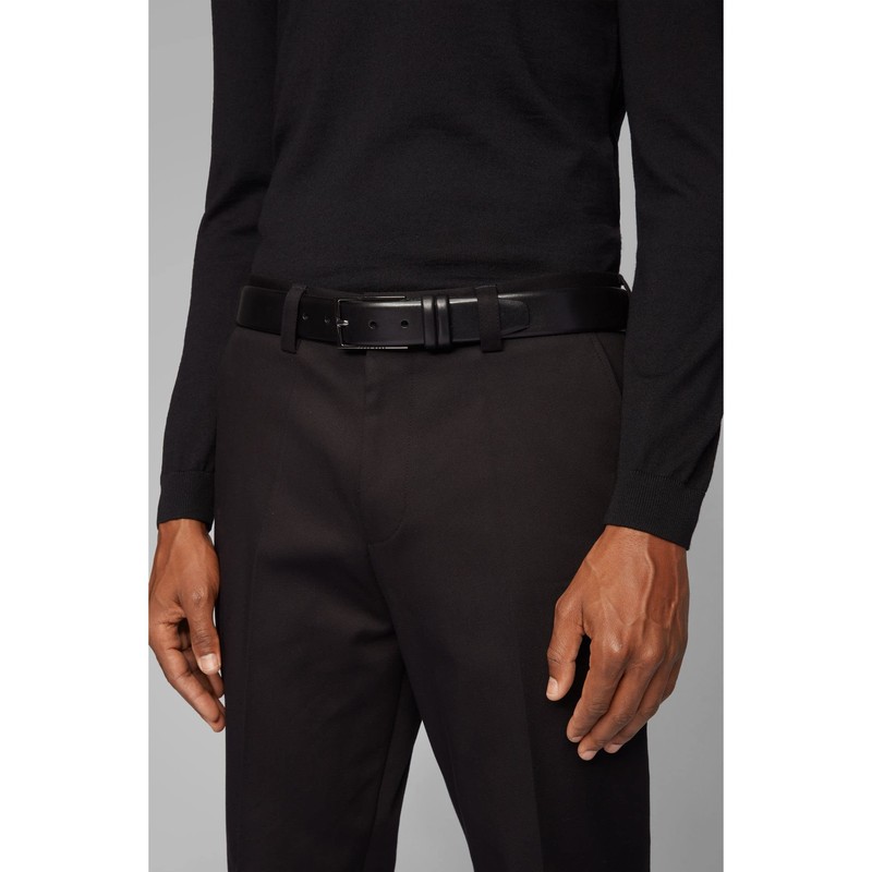 Boss Men's Carmello Belt made of Vegetable-tanned Leather with Metal