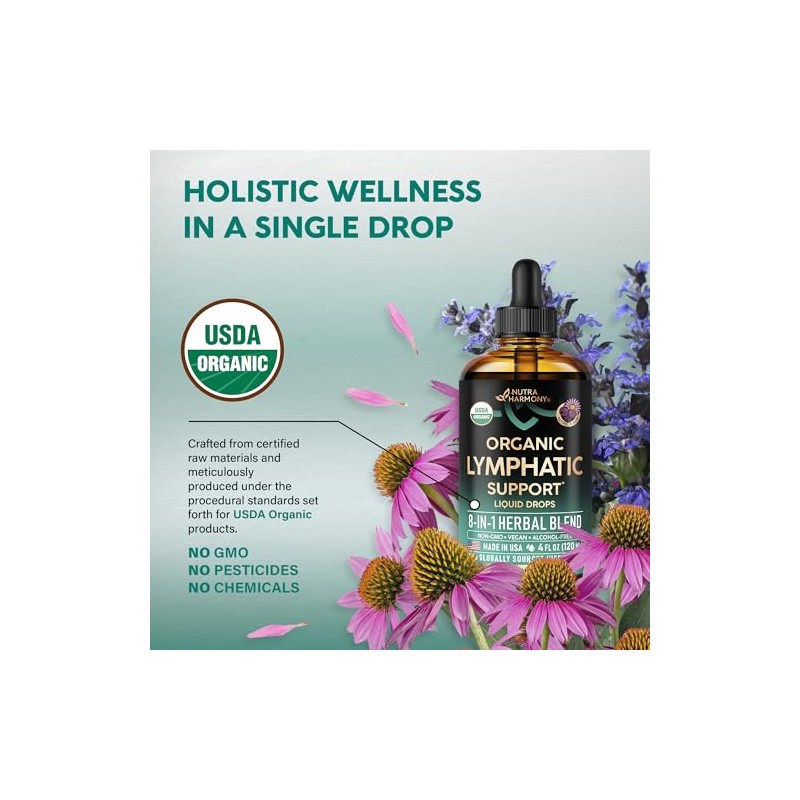 USDA Organic Lymphatic Drainage Supplement - Echinacea | Elderberry |