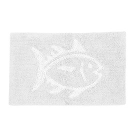 Southern Tide Reversible Bath Rug – 100% Cotton, Soft & Absorbent – Double-Sided Design with Signature Skipjack – Machine Washable Coastal Accent Rug – 20" x 32" – White