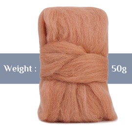 Wool Roving Yarn, 1.76oz Colored Natural Wool Roving,Wool Felting Supplies Pure Wool Chunky Yarn Wool for Needle Felting, Wet Felting, handcrafts and Spinning (Oak Brown)